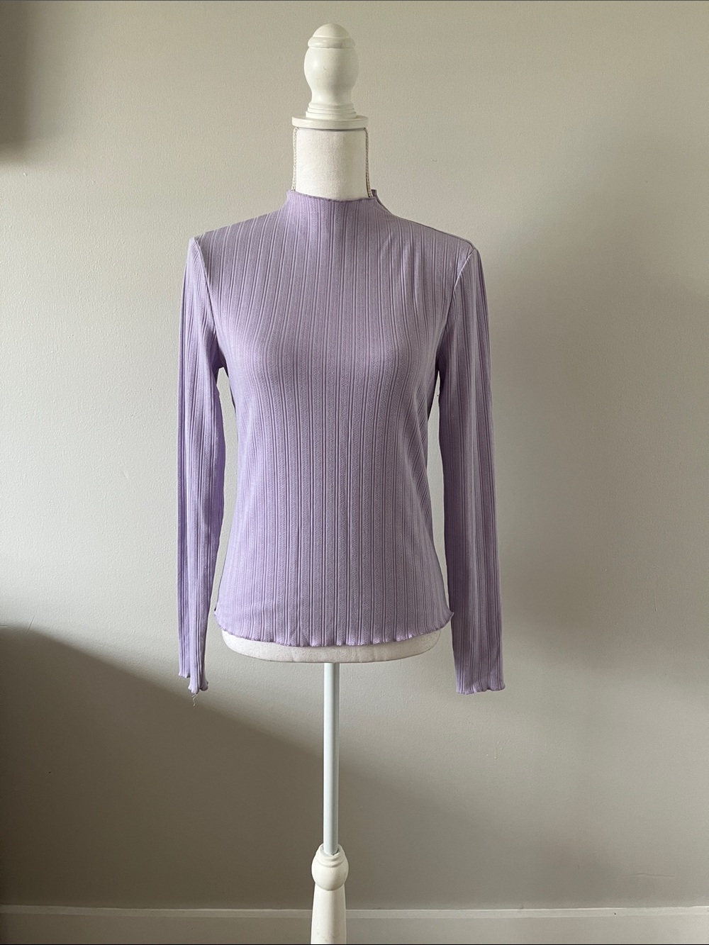 Women’s Lavender Ribbed Long-Sleeve Top
